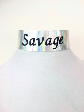 Holographic Custom Embroidered Choker.