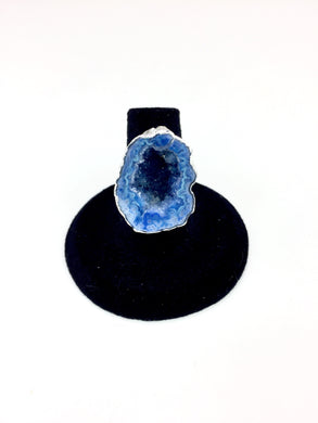 Light Blue Druzy Geode Ring O.O.A.K..