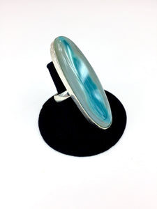 Blue Oval Agate Ring.