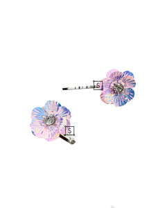 Iridescent Floral Hair Clips.