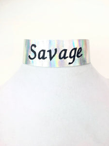 Holographic Custom Embroidered Choker.