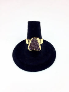 Purple Druzy Stone Gold Ring O.O.A.K..