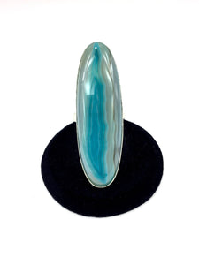 Blue Oval Agate Ring.
