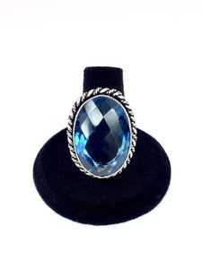 Blue Faceted Ring.